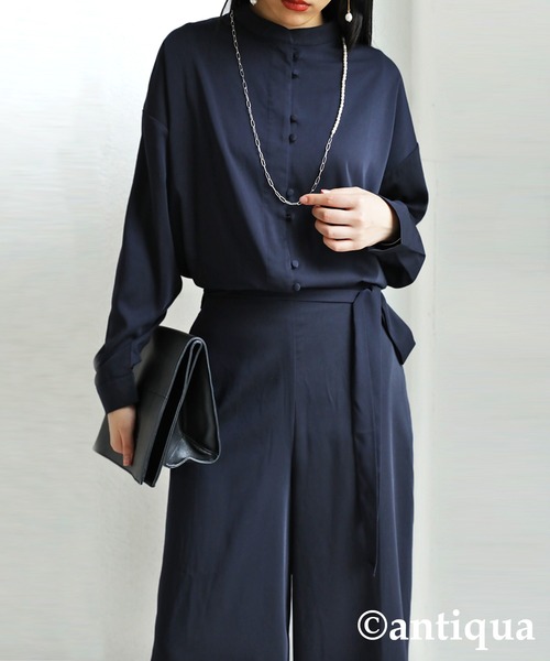 antiqua（アンティカ）の「一枚で差をつける。サテンオールインワン（つなぎ/オールインワン・レディース・ブラック/ネイビー/カーキ・FREE）」の15枚目の写真