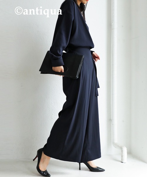 antiqua（アンティカ）の「一枚で差をつける。サテンオールインワン（つなぎ/オールインワン・レディース・ブラック/ネイビー/カーキ・FREE）」の16枚目の写真