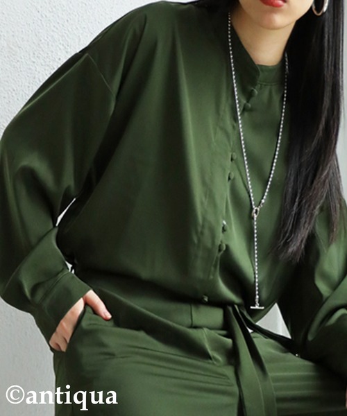antiqua（アンティカ）の「一枚で差をつける。サテンオールインワン（つなぎ/オールインワン・レディース・ブラック/ネイビー/カーキ・FREE）」の9枚目の写真