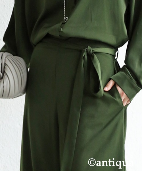 antiqua（アンティカ）の「一枚で差をつける。サテンオールインワン（つなぎ/オールインワン・レディース・ブラック/ネイビー/カーキ・FREE）」の10枚目の写真