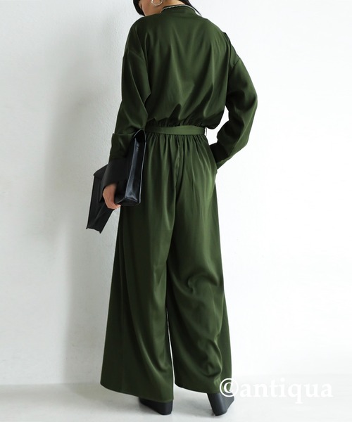 antiqua（アンティカ）の「一枚で差をつける。サテンオールインワン（つなぎ/オールインワン・レディース・ブラック/ネイビー/カーキ・FREE）」の11枚目の写真