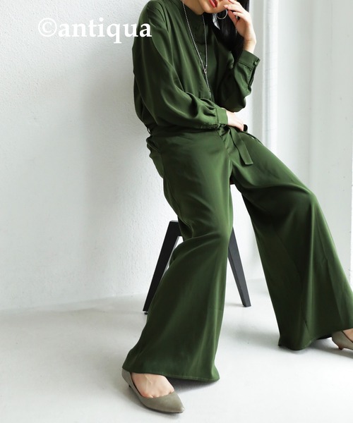 antiqua（アンティカ）の「一枚で差をつける。サテンオールインワン（つなぎ/オールインワン・レディース・ブラック/ネイビー/カーキ・FREE）」の13枚目の写真