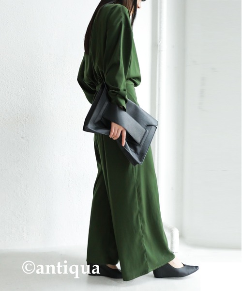 antiqua（アンティカ）の「一枚で差をつける。サテンオールインワン（つなぎ/オールインワン・レディース・ブラック/ネイビー/カーキ・FREE）」の12枚目の写真