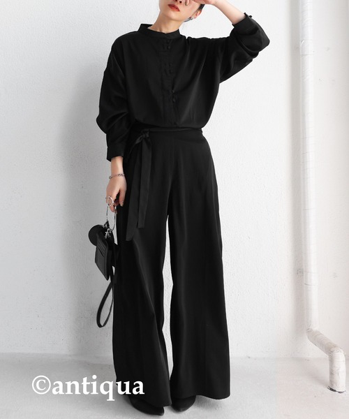 antiqua（アンティカ）の「一枚で差をつける。サテンオールインワン（つなぎ/オールインワン・レディース・ブラック/ネイビー/カーキ・FREE）」の6枚目の写真