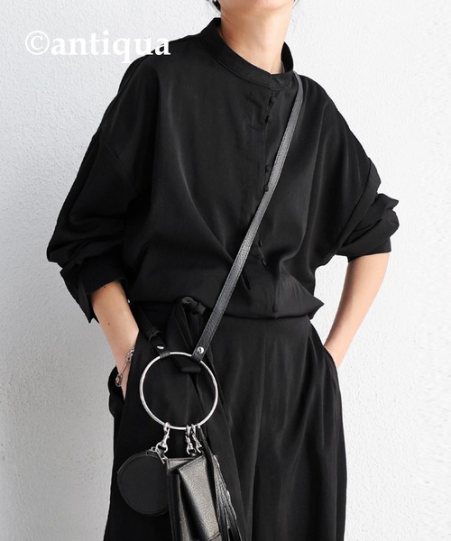 antiqua（アンティカ）の「一枚で差をつける。サテンオールインワン（つなぎ/オールインワン・レディース・ブラック/ネイビー/カーキ・FREE）」の5枚目の写真