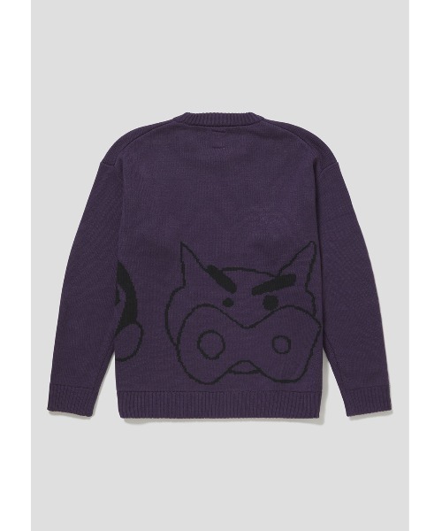 Design Tshirts Store graniph（デザイン　ティーシャツ　ストア　グラニフ）の「しんのすけ＆ぶりぶりざえもん(クレヨンしんちゃん)｜コラボニット（ニット/セーター・メンズ・パープル・SMALL/MEDIUM/LARGE）」の7枚目の写真