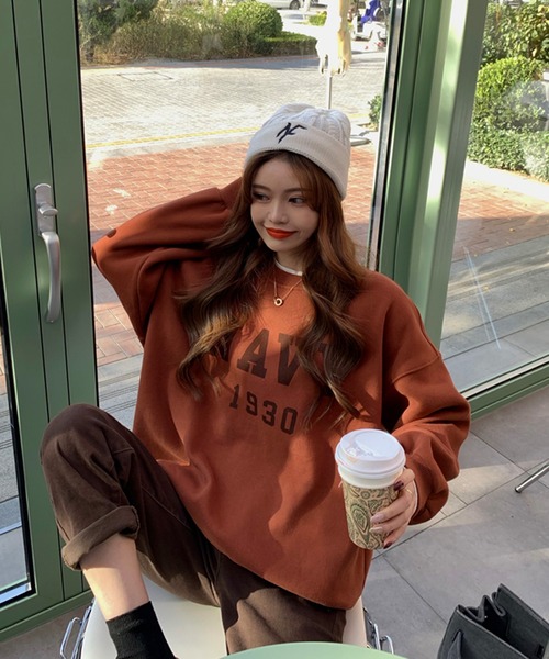 Girly Doll（ガーリードール）の「ビッグシルエットロゴトレーナー（スウェット・レディース・ネイビー/ブラウン/グレー/キャメル/ベージュ/グリーン・FREE）」の20枚目の写真