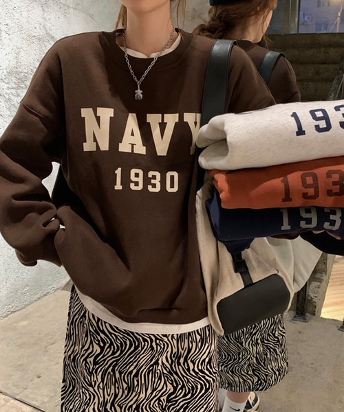 Girly Doll（ガーリードール）の「ビッグシルエットロゴトレーナー（スウェット・レディース・ネイビー/ブラウン/グレー/キャメル/ベージュ/グリーン・FREE）」の17枚目の写真