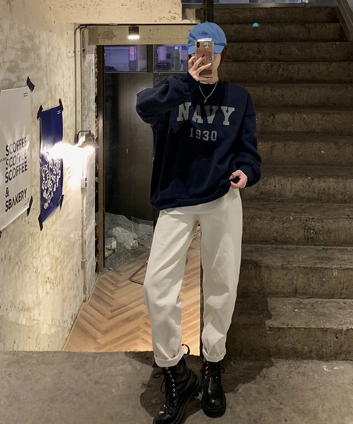 Girly Doll（ガーリードール）の「ビッグシルエットロゴトレーナー（スウェット・レディース・ネイビー/ブラウン/グレー/キャメル/ベージュ/グリーン・FREE）」の12枚目の写真