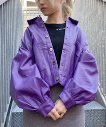 Figments | クロップドフェイクレザージャケット(ライダースジャケット)