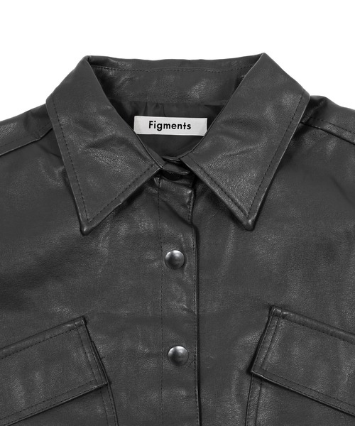 Figments（フィグメンツ）の「クロップドフェイクレザージャケット（ライダースジャケット・レディース・ブルー/ブラック/パープル・FREE）」の10枚目の写真