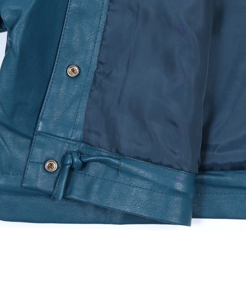 Figments（フィグメンツ）の「クロップドフェイクレザージャケット（ライダースジャケット・レディース・ブルー/ブラック/パープル・FREE）」の16枚目の写真