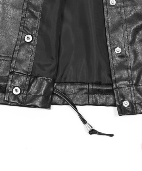 Figments（フィグメンツ）の「クロップドフェイクレザージャケット（ライダースジャケット・レディース・ブルー/ブラック/パープル・FREE）」の14枚目の写真