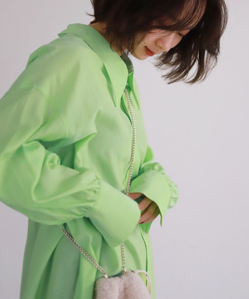 SLOBE citron.（スローブシトロン）の「SLOBE citron. ボリュームスリーブシャツ【手洗い可能】◆（シャツ/ブラウス・レディース・ピンク/グリーン・FREE）」の6枚目の写真