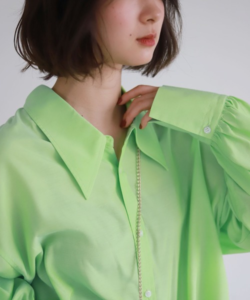 SLOBE citron.（スローブシトロン）の「SLOBE citron. ボリュームスリーブシャツ【手洗い可能】◆（シャツ/ブラウス・レディース・ピンク/グリーン・FREE）」の5枚目の写真