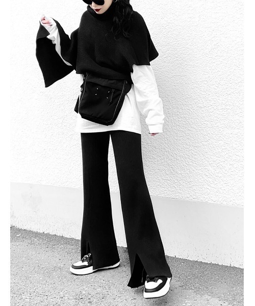 LVEU.（ラブユ.）の「Asymmetric rib knit cape / アシメリブニットケープ(Ai select)（ニット/セーター・レディース・ブラック・FREE）」の13枚目の写真