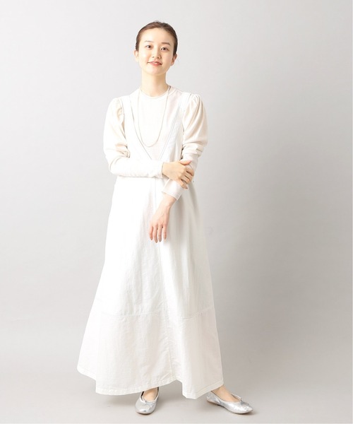 IENA(イエナ)の「ポプリンVネックデザインワンピース◆(ジャンパースカート・レディース・ホワイト/ネイビー・36/38)」の3枚目の写真
