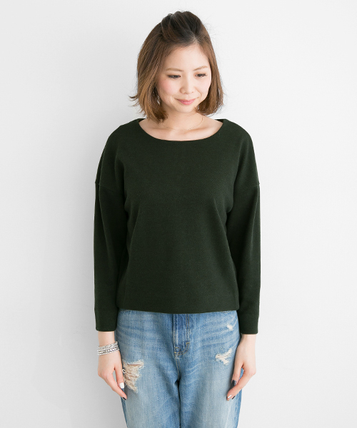URBAN RESEARCH(アーバンリサーチ)の「UR TRジャージコクーンプルオーバー(Tシャツ/カットソー・レディース・オフホワイト/グリーン/ネイビー・FREE)」の6枚目の写真