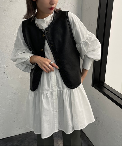 apres jour mignon（アプレジュールミニョン）の「アソートクロスベスト【ZOZOTOWN限定アイテム】（ベスト・レディース・モカ/オレンジ/ブラック/カーキ・X-LARGE/フリー）」の2枚目の写真