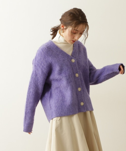 N.（N. Natural Beauty Basic）（エヌエヌナチュラルビューティーベーシック）の「ムジジャガードニットカーディガン（カーディガン/ボレロ・レディース・グレー/イエロー/パープル・MEDIUM）」の3枚目の写真