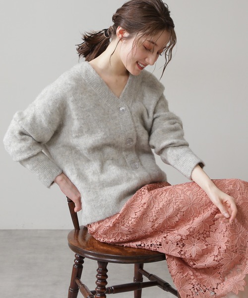 N.（N. Natural Beauty Basic）（エヌエヌナチュラルビューティーベーシック）の「ムジジャガードニットカーディガン（カーディガン/ボレロ・レディース・グレー/イエロー/パープル・MEDIUM）」の2枚目の写真