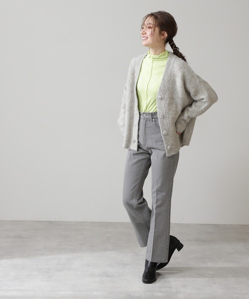 N.（N. Natural Beauty Basic）（エヌエヌナチュラルビューティーベーシック）の「ムジジャガードニットカーディガン（カーディガン/ボレロ・レディース・グレー/イエロー/パープル・MEDIUM）」の6枚目の写真