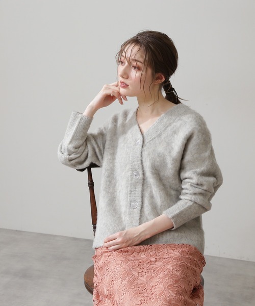 N.（N. Natural Beauty Basic）（エヌエヌナチュラルビューティーベーシック）の「ムジジャガードニットカーディガン（カーディガン/ボレロ・レディース・グレー/イエロー/パープル・MEDIUM）」の8枚目の写真