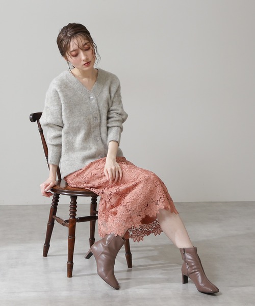 N.（N. Natural Beauty Basic）（エヌエヌナチュラルビューティーベーシック）の「ムジジャガードニットカーディガン（カーディガン/ボレロ・レディース・グレー/イエロー/パープル・MEDIUM）」の7枚目の写真