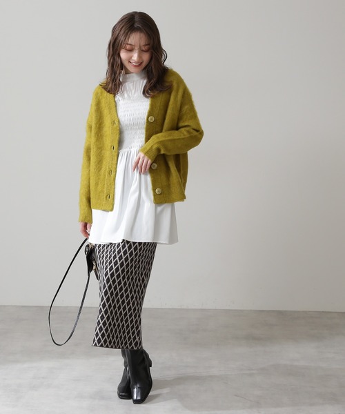 N.（N. Natural Beauty Basic）（エヌエヌナチュラルビューティーベーシック）の「ムジジャガードニットカーディガン（カーディガン/ボレロ・レディース・グレー/イエロー/パープル・MEDIUM）」の12枚目の写真