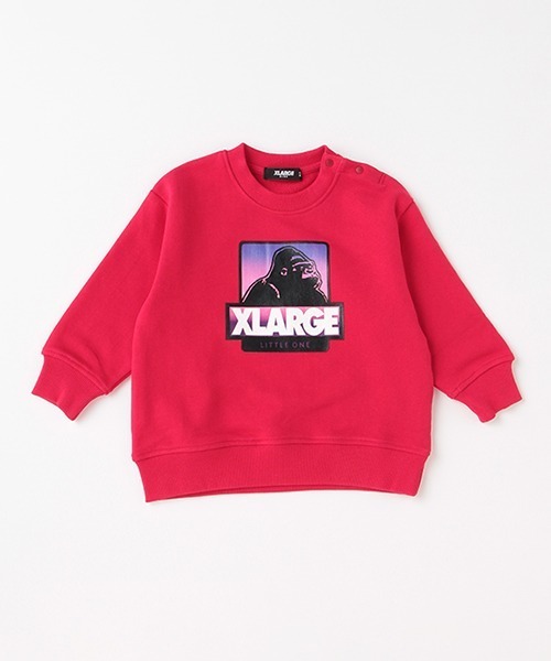 XLARGE KIDS（エクストララージキッズ）の「配色風景柄ボックスOGゴリラトレーナー（スウェット・キッズ・レッド/イエロー/ブラック・90cm/100cm/110cm/120cm/130cm/140cm）」の3枚目の写真