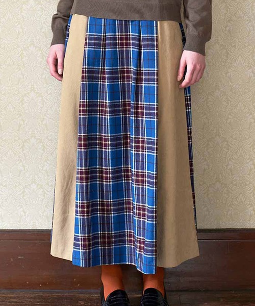 チェックコンビロングスカート チェックコンビロングスカート