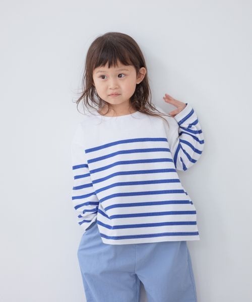 LOWRYS FARM（ローリーズファーム）の「オーガニックボーダーＬＳ　264184（Tシャツ/カットソー・キッズ・ブルー/ピンク/ブラック/オレンジ・110cm/140cm/150cm/130cm/120cm）」の3枚目の写真