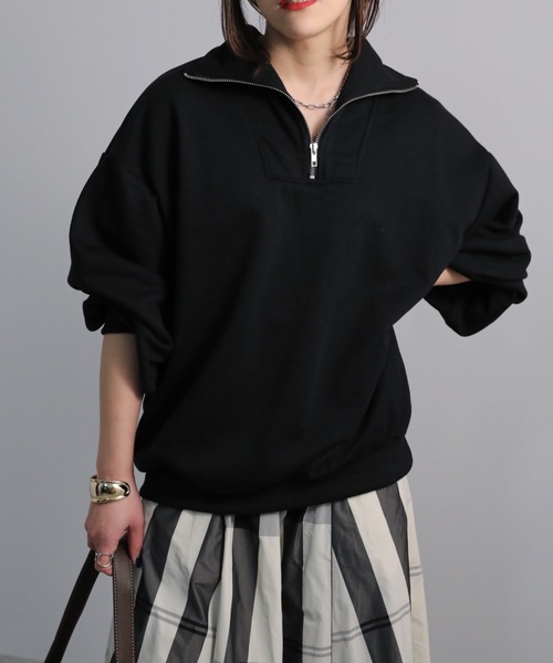 sakishimatokyo(サキシマトーキョー)の「【ZOZO限定】フロントZIPプルオーバー(スウェット・レディース・ブラック/グレー/アイボリー・FREE)」の1枚目の写真
