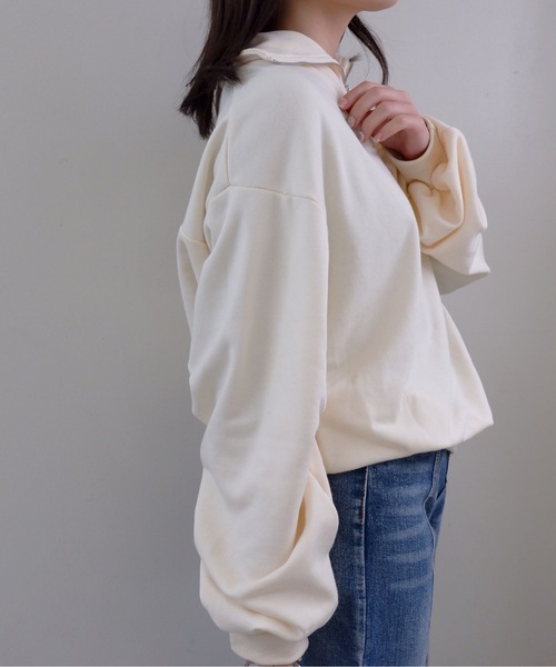 sakishimatokyo(サキシマトーキョー)の「【ZOZO限定】フロントZIPプルオーバー(スウェット・レディース・ブラック/グレー/アイボリー・FREE)」の4枚目の写真