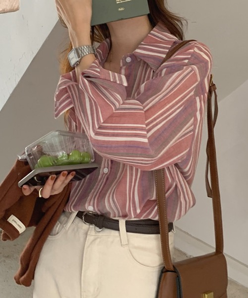 セール】レディース マルチカラーストライプシャツ（シャツ/ブラウス