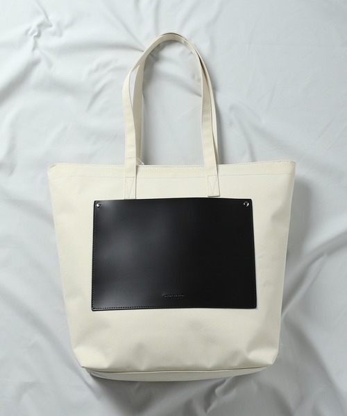 UNION STATION（ユニオンステーション）の「スクエアトートバッグ（トートバッグ・メンズ・ブラック/オフホワイト・FREE）」の3枚目の写真