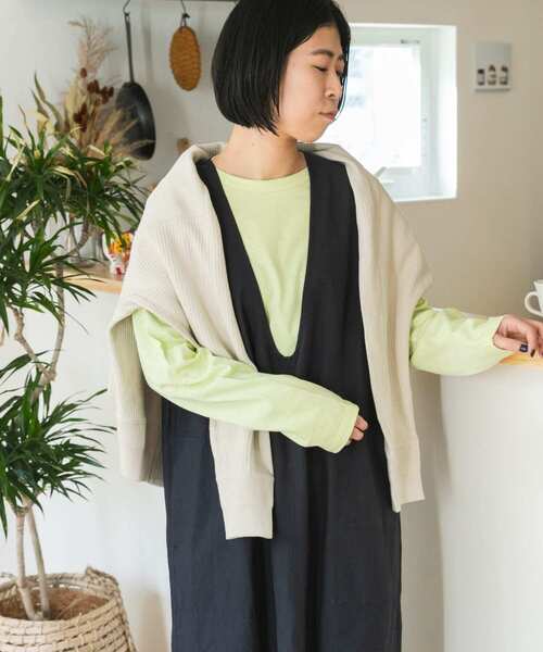 FORK&SPOON（フォークアンドスプーン）の「FORK&SPOON　Uネックワンピース（ワンピース・レディース・インディゴブルー/キャメル・ONE）」の8枚目の写真