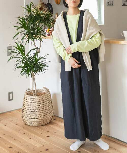 FORK&SPOON（フォークアンドスプーン）の「FORK&SPOON　Uネックワンピース（ワンピース・レディース・インディゴブルー/キャメル・ONE）」の6枚目の写真