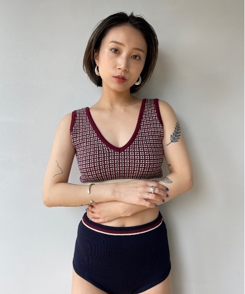 SANSeLF（サンセルフ）の「チェックニットスイムウェア sanws22s002 【SANSeLF】（水着・レディース・ピンク/ネイビー/ブラウン・FREE）」の21枚目の写真