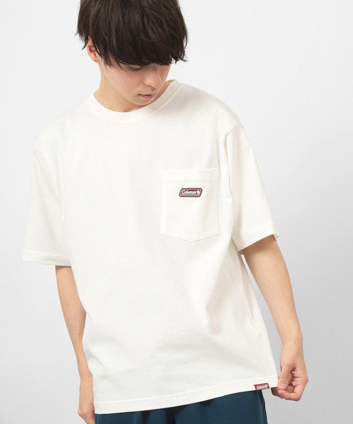 COLEMAN（コールマン）の「【Coleman/コールマン】 ルーズシルエット シリコンワッペン付 ポケット付Tシャツ/ ポケT（Tシャツ/カットソー・メンズ・ホワイト/ブラック・M/L/XL）」の6枚目の写真