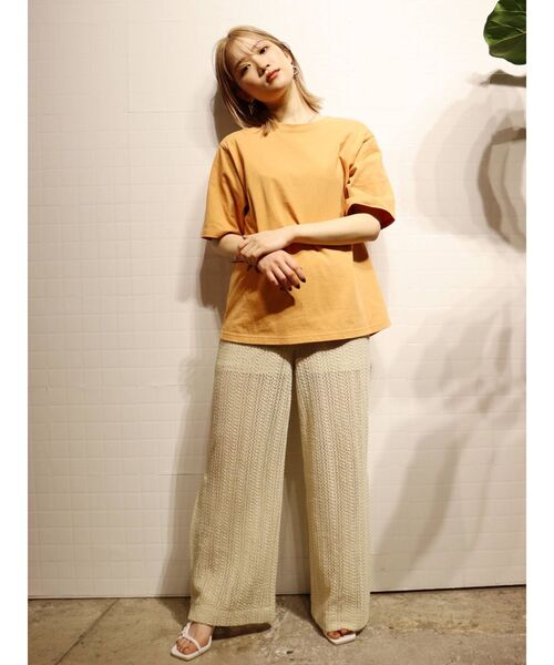 MURUA（ムルーア）の「ブロックフォトTシャツ（Tシャツ/カットソー・レディース・ダークグレー/オレンジ/ホワイト・FREE）」の9枚目の写真