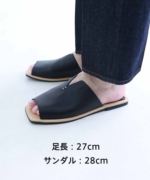 ADAM ET ROPE'（アダムエロペ）の「【CESSE】スクエアトゥ バイカラー レザーサンダル（サンダル・メンズ・ブラック・41/42/43）」の10枚目の写真