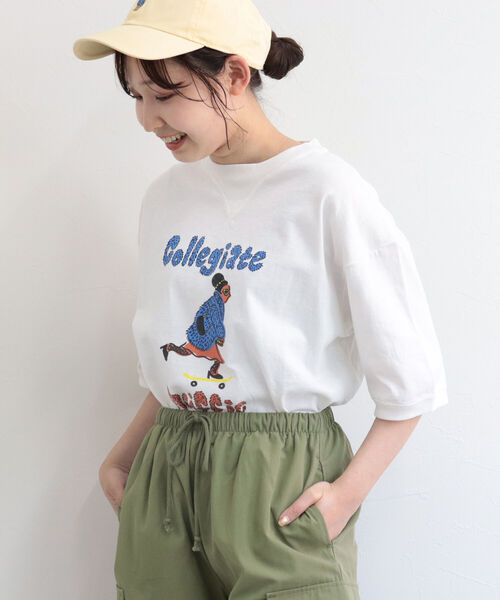 FREDY&GLOSTER(フレディアンドグロスター)の「【Collegiate Pacific/カレッジエイトパシフィック】V Gazette Half Sleeve TEE(Tシャツ/カットソー・レディース・ベージュ/ネイビー/オフホワイト・MEDIUM)」の15枚目の写真