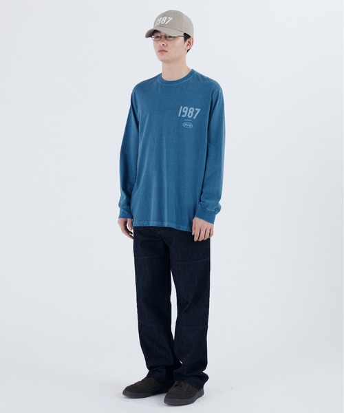 87mm（87mm）の「【87MM / Mmlg】19MG LSV-T (OVERDYE) /  パルチムエムエム MMLG 19MG ワンポイントロゴ ロングスリーブTシャツ (オーバーダイ)（Tシャツ/カットソー・レディース・チャコールグレー/ブルー・LARGE/SMALL/MEDIUM）」の4枚目の写真