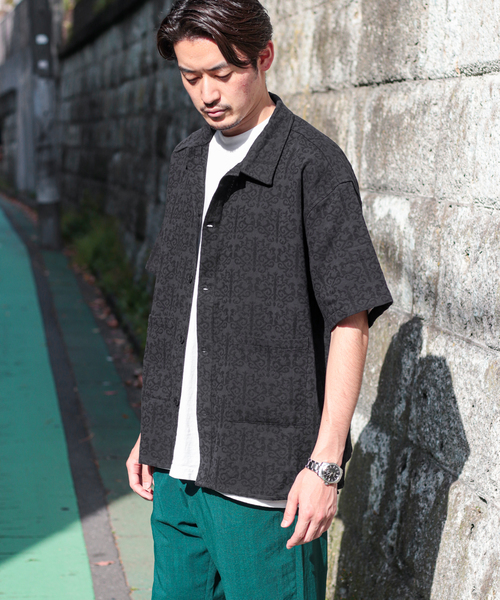 JOURNAL STANDARD(ジャーナルスタンダード)の「ジャガード CPOシャツ(シャツ/ブラウス・メンズ・ブラック/ネイビー/グリーン・MEDIUM/LARGE)」の4枚目の写真