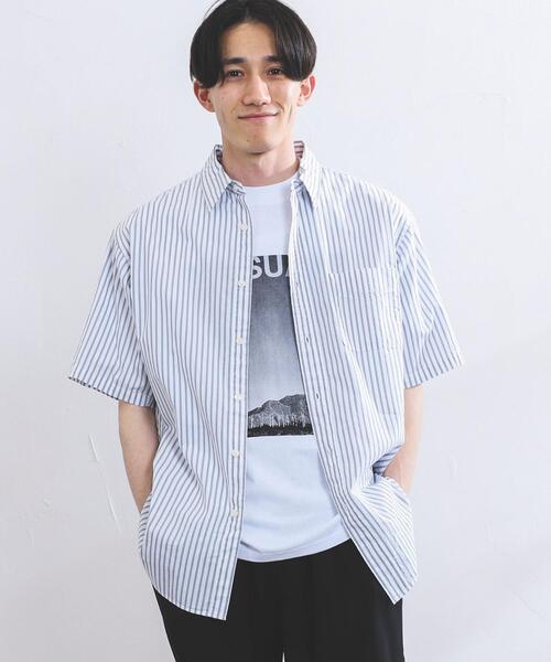 coen(コーエン)の「ストライプレギュラー半袖シャツ(シャツ/ブラウス・メンズ・ネイビー/グレー・SMALL/MEDIUM/LARGE/X-LARGE)」の3枚目の写真