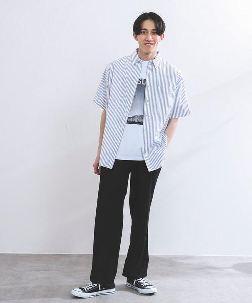 coen(コーエン)の「ストライプレギュラー半袖シャツ(シャツ/ブラウス・メンズ・ネイビー/グレー・SMALL/MEDIUM/LARGE/X-LARGE)」の4枚目の写真