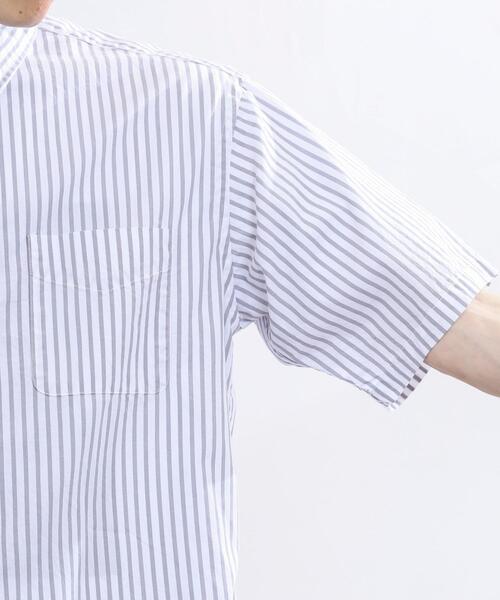 coen(コーエン)の「ストライプレギュラー半袖シャツ(シャツ/ブラウス・メンズ・ネイビー/グレー・SMALL/MEDIUM/LARGE/X-LARGE)」の6枚目の写真