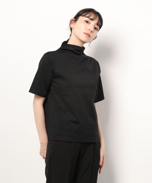 Q(キュー)の「ボトルネック5分袖T(Tシャツ/カットソー・レディース・アイボリー/ブラック/ベージュ・MEDIUM)」の8枚目の写真