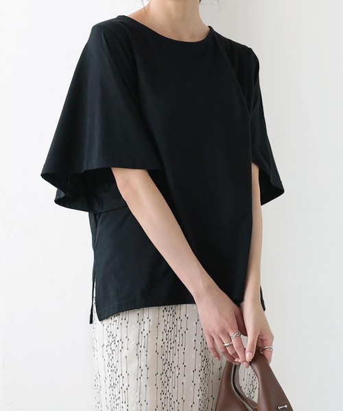 KOBE LETTUCE（コウベレタス）の「ウイングスリーブプルオーバー（Tシャツ/カットソー・レディース・ネイビー/ベージュ/ブラック/ホワイト/ライトグリーン・FREE）」の3枚目の写真